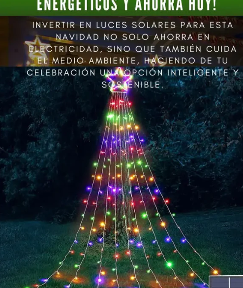 🌠Estrella digital efecto cascada🎄 (Con panel solar +12 horas continuas de luz)